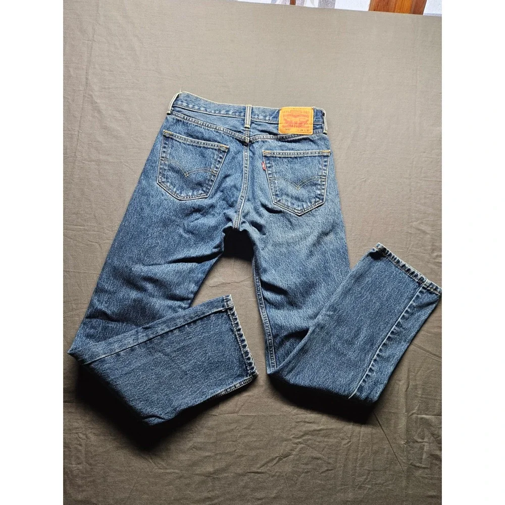 Levis 505 Regular Fit Straight Leg Jeans Medium Wash Blue Denim W29 L32